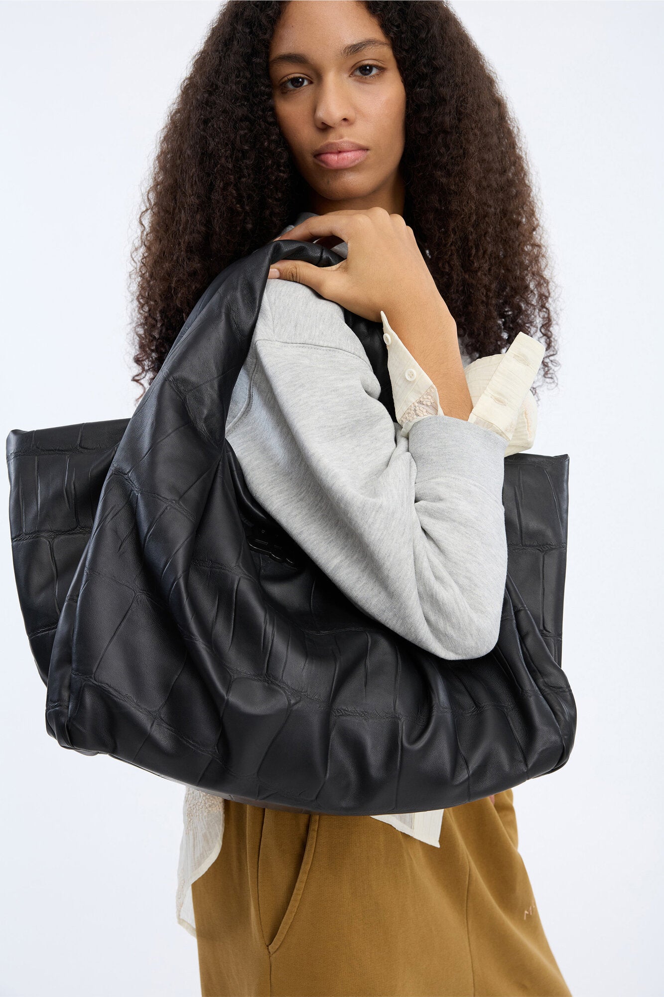 Lixio Croco lædertaske - 2 Black